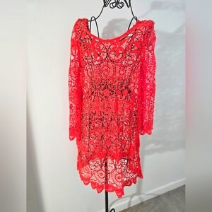 Red Lace Crochet Dress